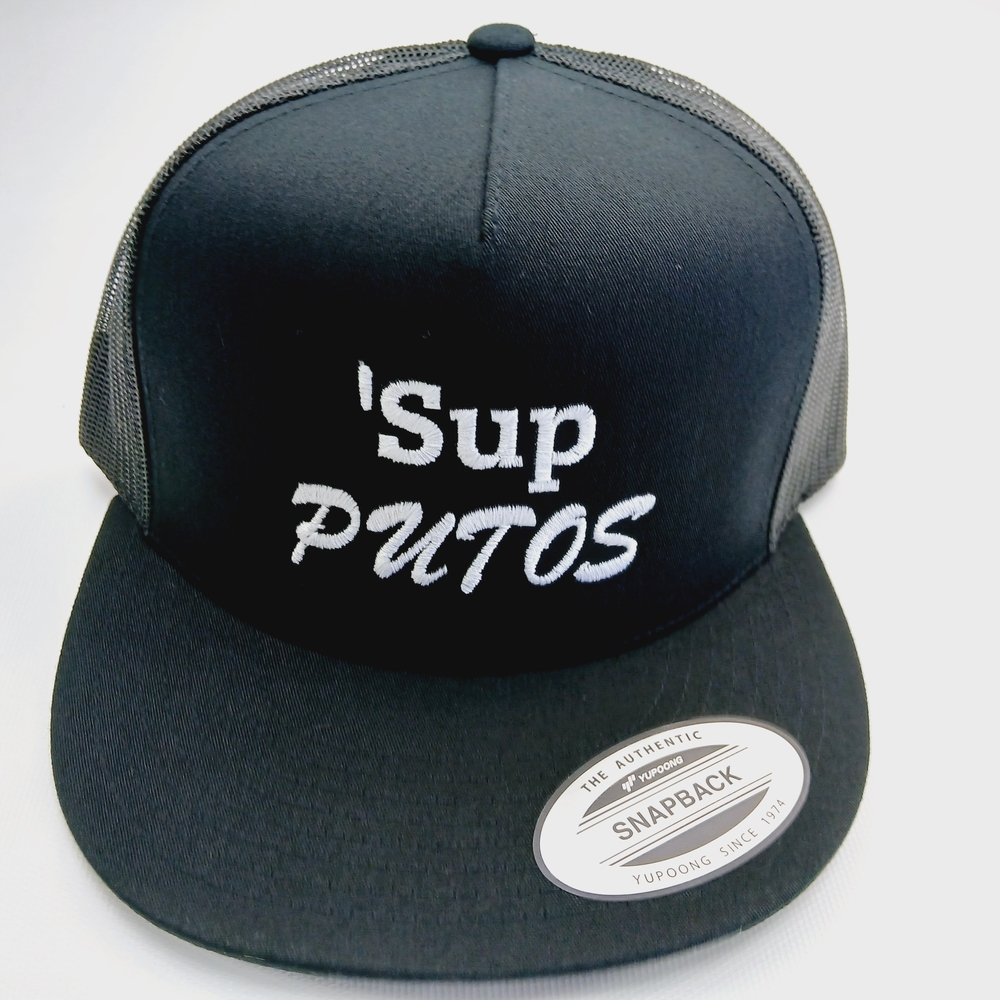 "SUP PUTOS" Black and Gray Snapback Hat